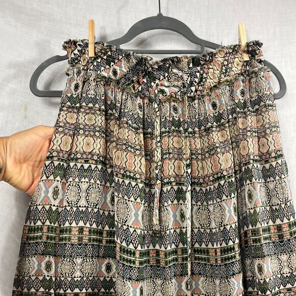 Gypsy 05 Silk Gypsy Midi Skirt Womens S/M Pockets‎ Bohemian Neutral Southwestern - Picture 2 of 13